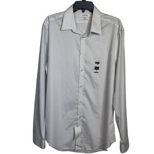 Calvin Klein Steel+ Men's Slim Fit Stretch Dress Shirt grey/white 16.5 34-35 $85